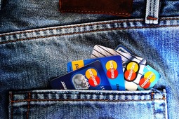 jeans pocket containing credit cards